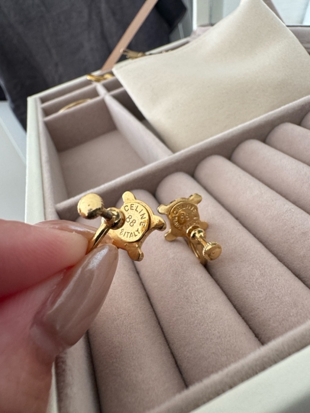 Celine Vintage Triomphe Clip On Earrings - Picture 2 of 5